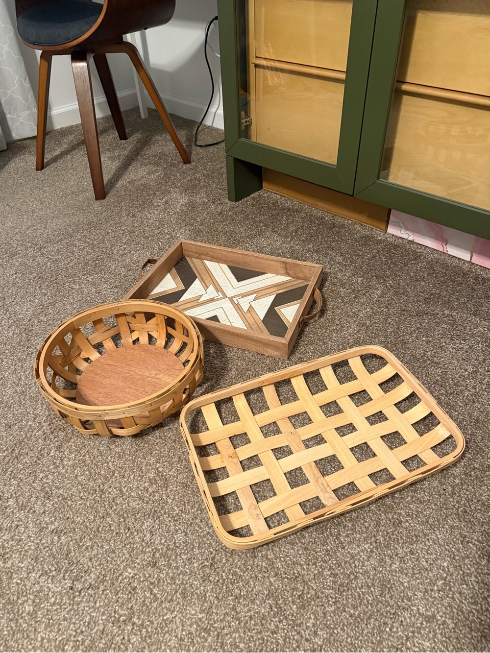 Natural Woven Tobacco Wood Trays (all 3) - Picture 3 of 3